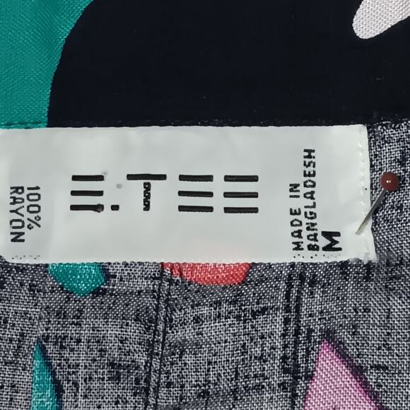 VTG 90's E. TEE Colorful Confetti Print Shirt Size Medium Oversized Long Sleeve - Picture 5 of 9